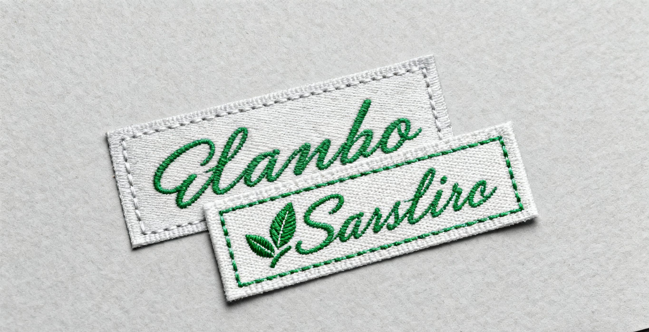 Custom shirt labels with colorful brand logo designs